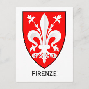 Postal Arte Florentino del Escudo de Armas de la Flor de