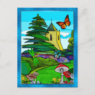 Postal Arte folclórico caprichoso en el jardín inglés