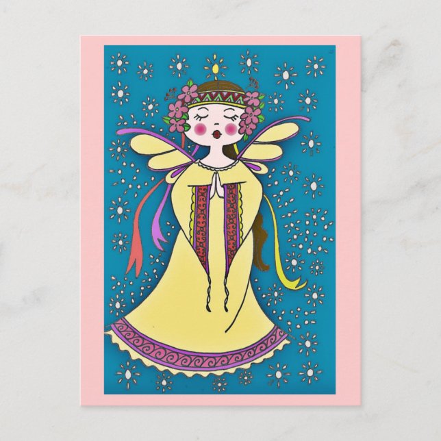Postal Arte folclórico de Angel Ucraniano (Anverso)