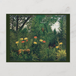 Postal Arte folclórico de la jungla por Rousseau