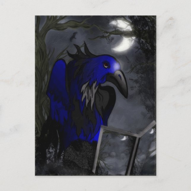 Postal Arte Folclórico Gótico de Una Historia de Cuervo (Anverso)