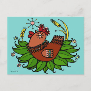 Postal Arte folclórico ucraniano de Hen