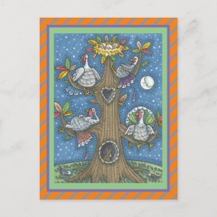 POSTAL ARTE FOLKLÓRICO PAVO ÁRBOL, HUMOR DE PAVO DE ACCIÓ