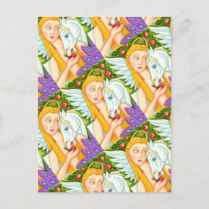 POSTAL ARTE FOLLETO PEGASUS Y EVA EN EL JARDÍN DE EDEN, C