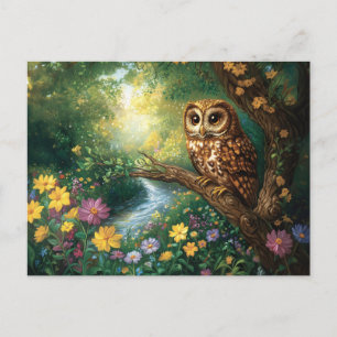 Postal Arte Forestal Encantado de Lechuza Cuta