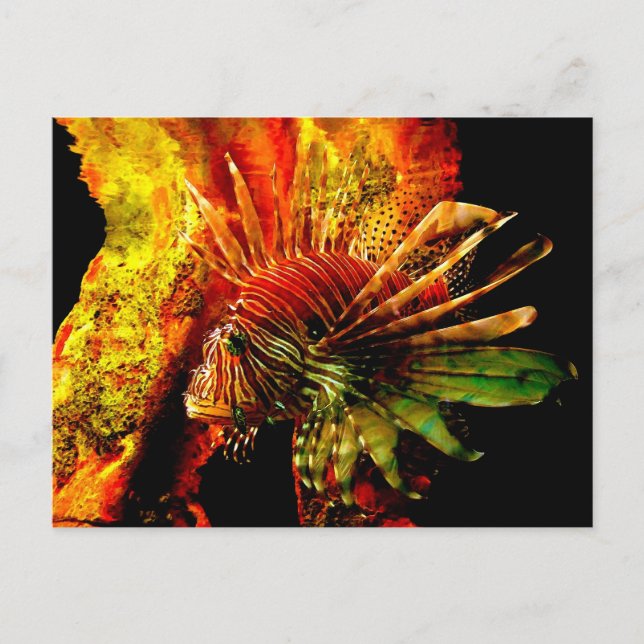 Postal Arte fotográfico de Lionfish Tropical (Anverso)
