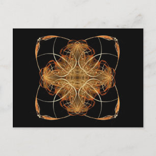 Postal Arte fractal amarillo y Naranja con estilo de almo