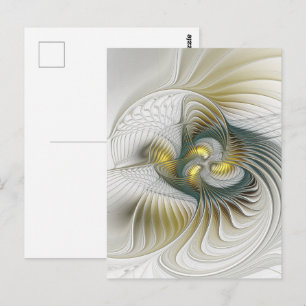 Postal Arte fractal de fantasía abstracta azul verdoso no