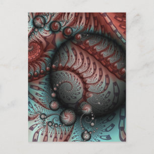 Postal Arte fractal de fantasía vívida abstracta marrón a