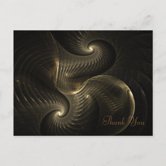 Postal Arte fractal espiral de hilo dorado