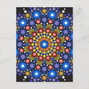 Postal Arte Fractal Floral Dotado Retro Mandala