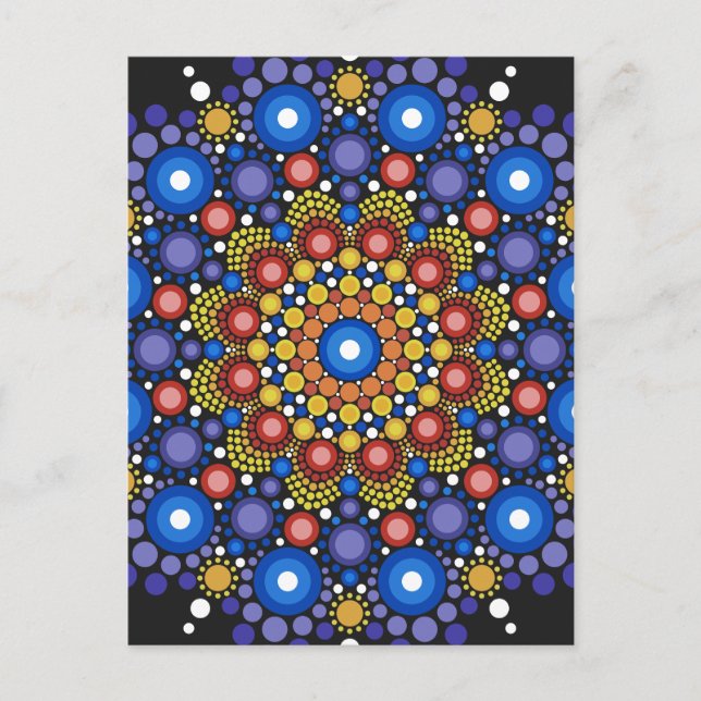 Postal Arte Fractal Floral Dotado Retro Mandala (Anverso)