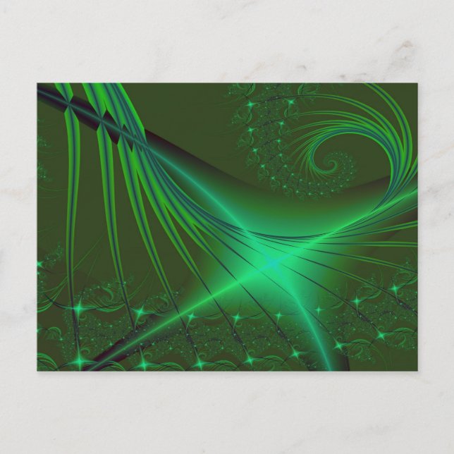 Postal Arte Fractal Interrumpido Verde (Anverso)