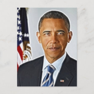 Postal Arte fractal, retrato oficial Barack Obama