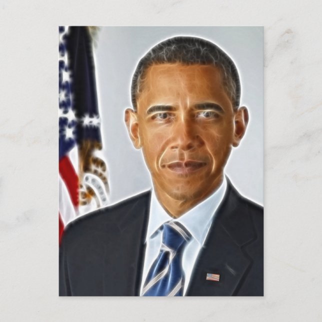 Postal Arte fractal, retrato oficial Barack Obama (Anverso)