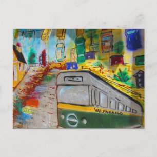Postal arte funicular de valparaíso
