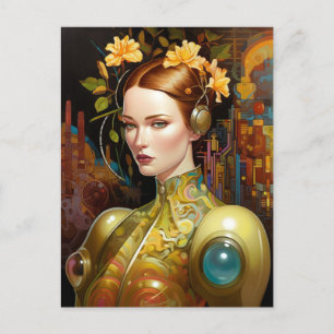 Postal Arte Futurista de ciencia ficción