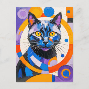 Postal Arte Gato Geométrico Moderno