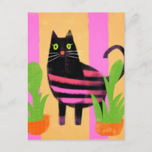 Postal Arte generado por Cat with Pink Stripes AI