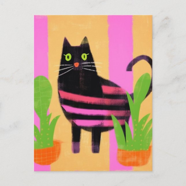 Postal Arte generado por Cat with Pink Stripes AI (Anverso)