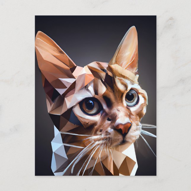 Postal Arte generado por IA de gato cúbico (Anverso)