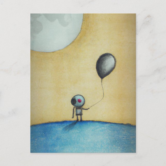 Postal Arte generado por IA de un astronauta con un globo (Anverso)