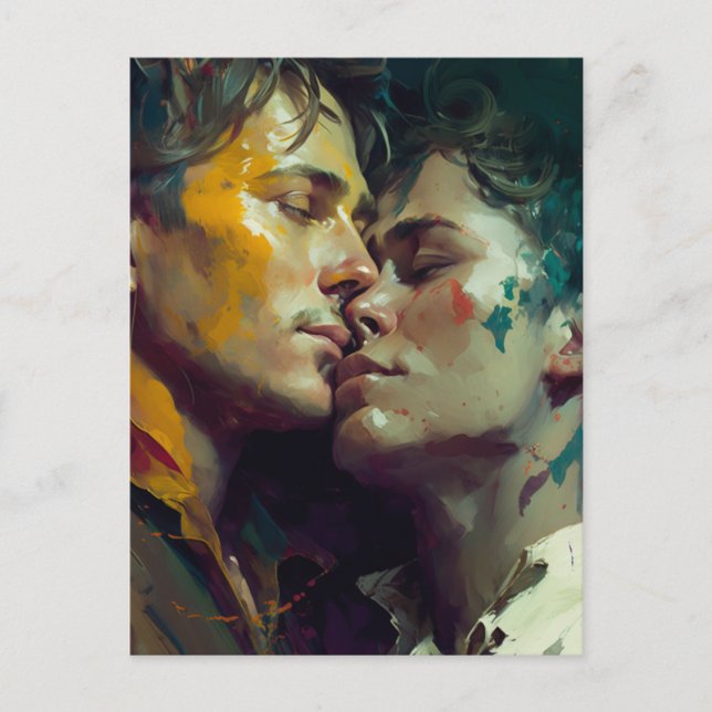 Postal Arte generado por IA de una pareja enamorada (Anverso)