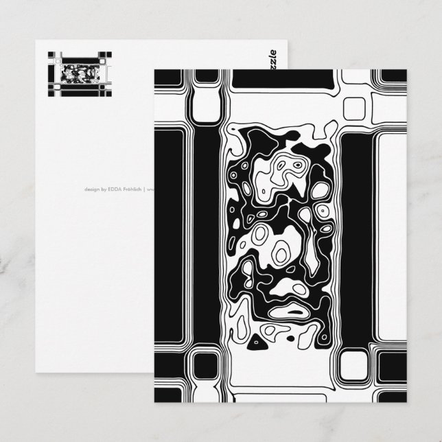 Postal Arte geométrico en blanco y negro 1 (Anverso / Reverso)