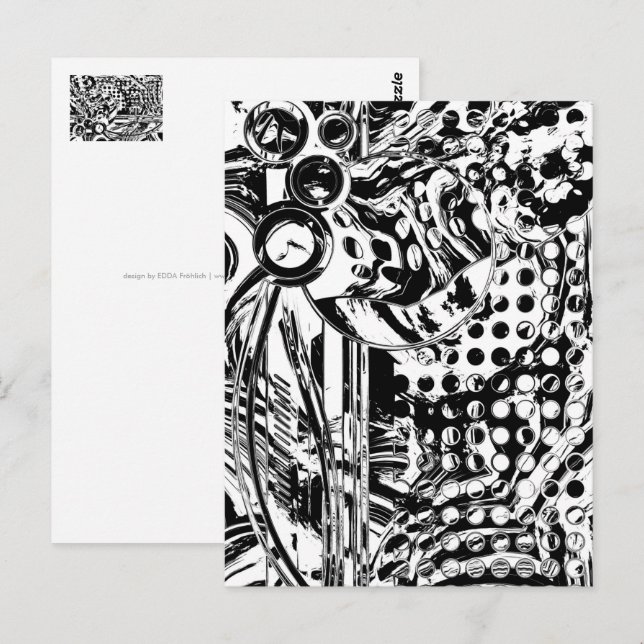 Postal Arte geométrico en blanco y negro 20 (Anverso / Reverso)