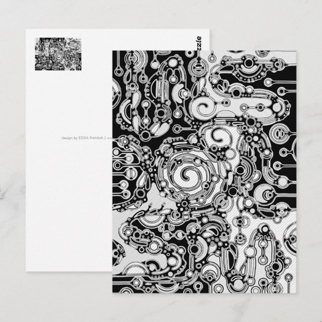 Postal Arte geométrico en blanco y negro 3 (Anverso / Reverso)