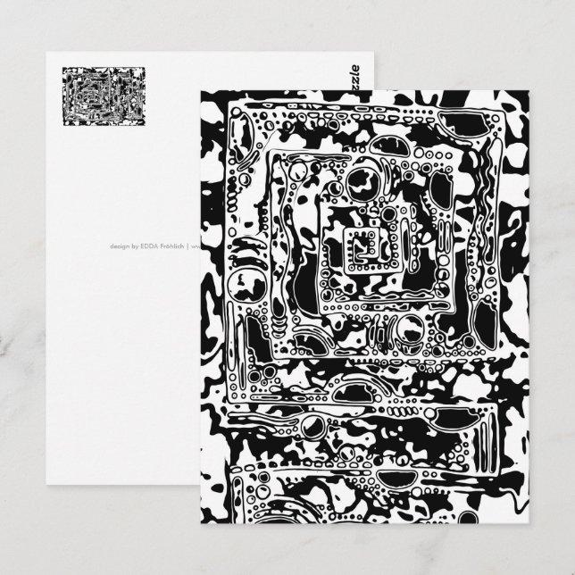 Postal Arte Geométrico Negro Y Blanco 25 (Anverso / Reverso)