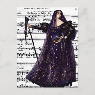 Postal Arte Gótico de Ópera Antiguo de la Reina de la Noc