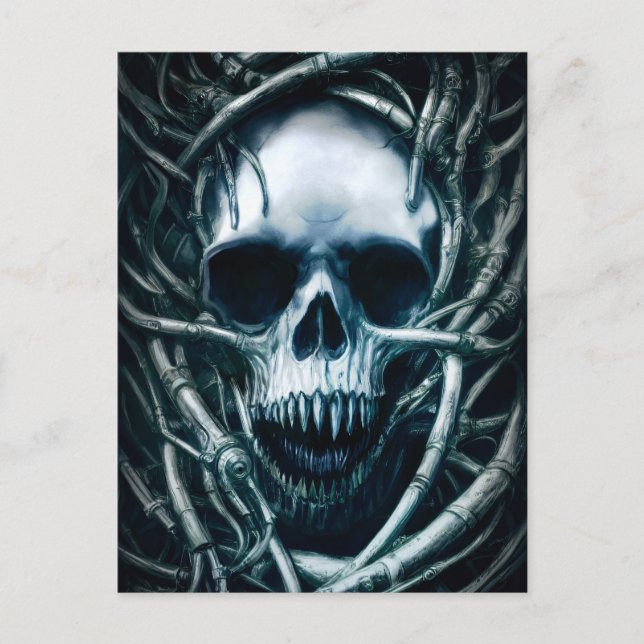 Postal Arte gótico del cráneo: Muerte espeluznante Metali (Anverso)