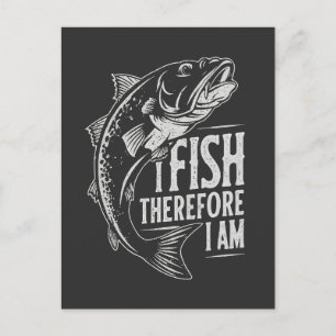 Postal Arte Gráfico de Cita de Pesca Vintage