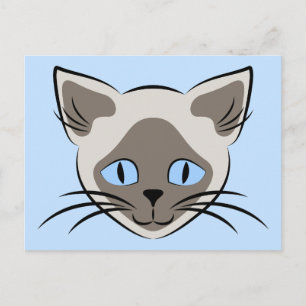 Postal Arte gráfico de gato siamés de ojos azules