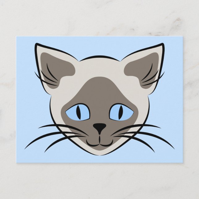 Postal Arte gráfico de gato siamés de ojos azules (Anverso)