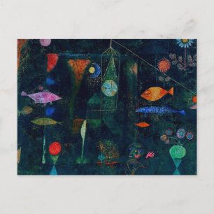 Postal Arte gráfico de pintura abstracta Magia de peces d