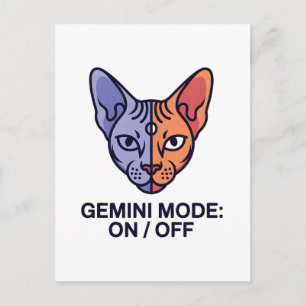 Postal Arte Gráfico del Zodiaco de Gatos Duales en Modo G