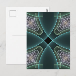 Postal Arte gráfico geométrico fractal teal moderno
