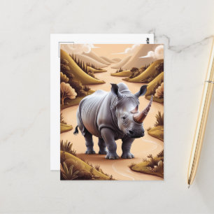Postal Arte híbrido de rinocerontes en miniatura