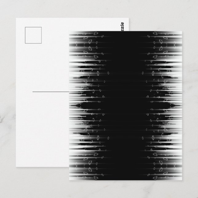 Postal Arte Hipnótico de Rayas de Línea en Círculo en Bla (Anverso / Reverso)