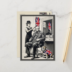 Postal Arte humorístico de la Union Jack de Churchill