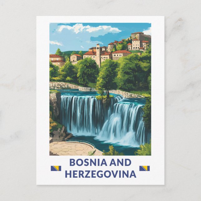 Postal Arte Ilustracion Jajce de Bosnia y Herzegovina (Anverso)
