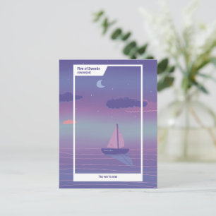 Postal Arte inspirado en el Cinco de Espadas invertido Ta