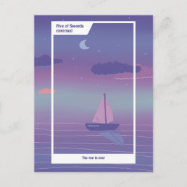 Postal Arte inspirado en el Cinco de Espadas invertido Ta