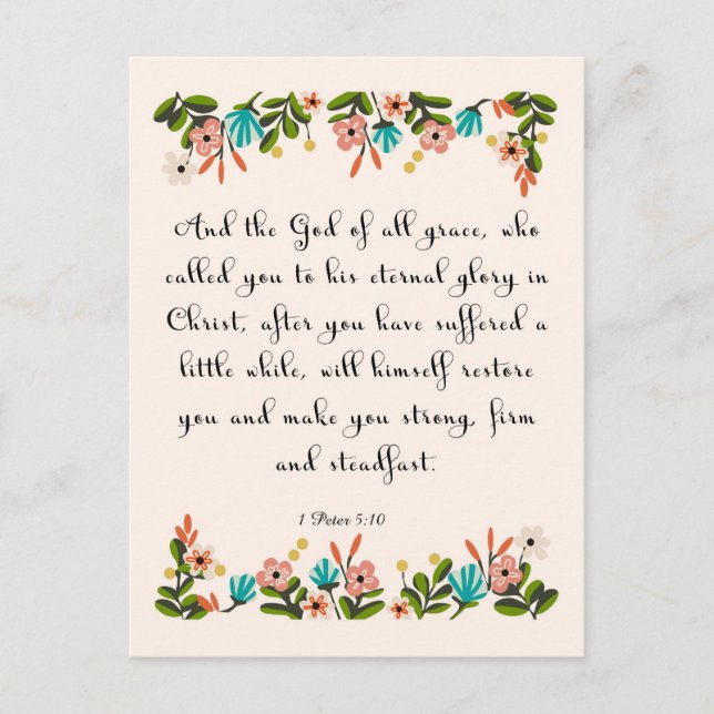Postal Arte inspirador cristiano - 1 Pedro 5:10 (Anverso)