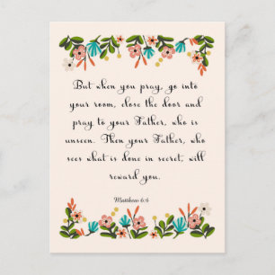 Postal Arte inspirador cristiano - Mateo 6:6