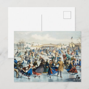 Postal Arte Invernal de Central Park de Currier y Ives Vi