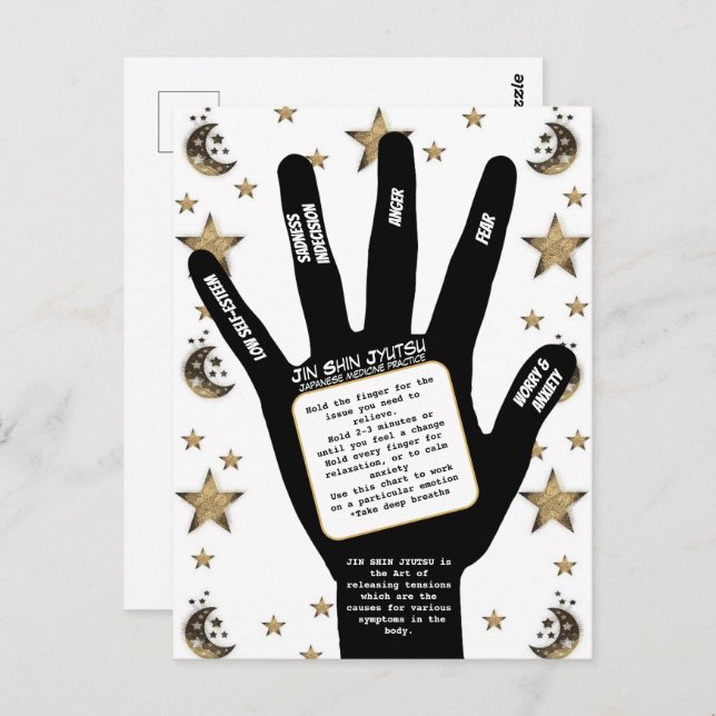 Postal Arte japonés armoniza mano de energía de vida (Anverso / Reverso)