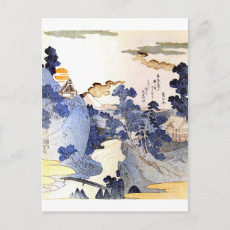 Postal Arte japonés azul vintage